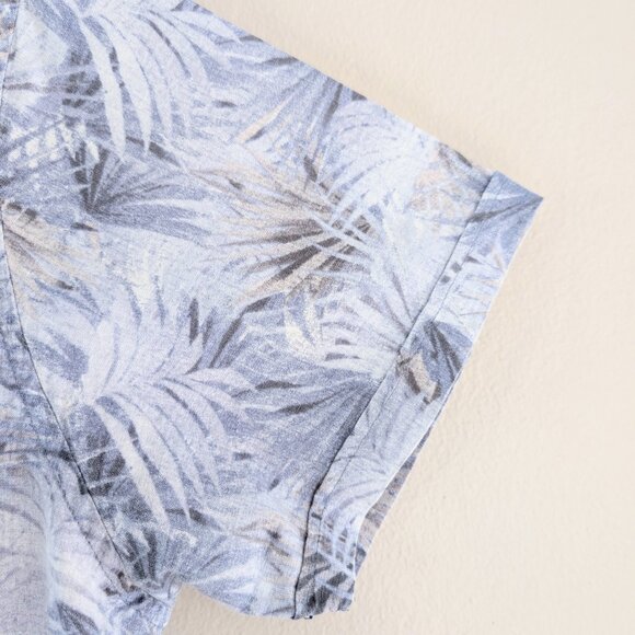Marc Anthony Cotton Linen Tropical Floral Motif Button Up Shirt Short Sleeve L - Picture 7 of 13